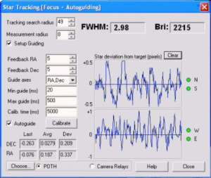 Tracking graph for autoguiding