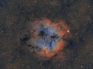 Lens : Pentax SMC 90mm 6x7/ F4, ATIK 314L+, 45x600sec Ha, 27x600sec OIII, 24x600sec SII, Athens