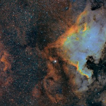 NGC 7000 Mosaic in Hubble Palette (Two Panels)