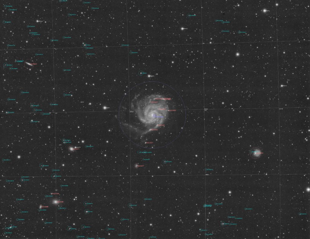 Messier 101 annotated