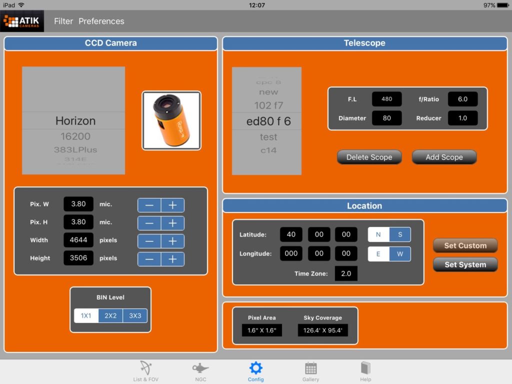 Atik FoV App Screenshot Horizon