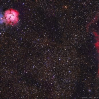 Nebulosas M-8 M-20 y cumulo M-21